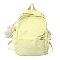 light yellow small backpacks for women cute school bags for teenage girls solid leisure or travel bags japan fashion satchels