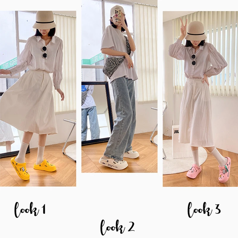 Women Hole Shoes Summer Non-slip Couples EVA Sandals Girl Beach Shoes Home Slippers Outdoor Personalized Sandals Women Slippers