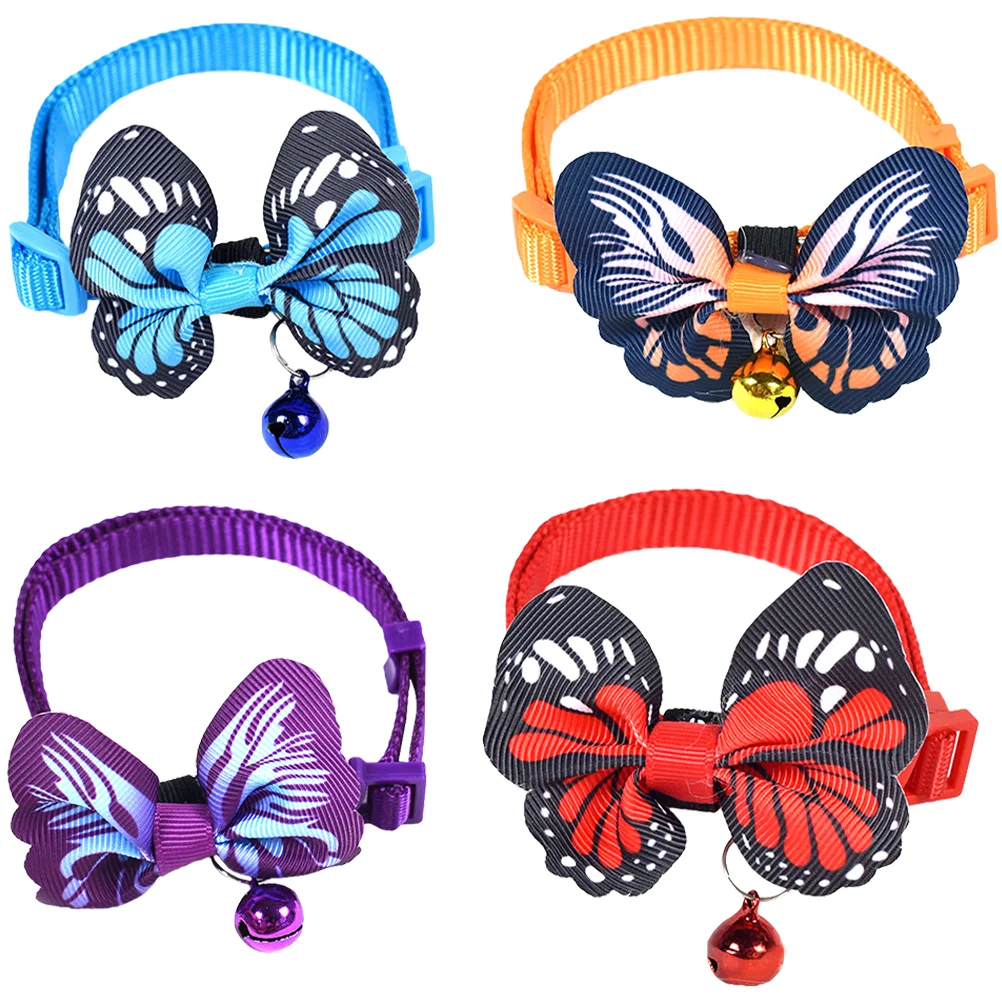 

4 шт. ошейник с колокольчиком регулируемый ожерелье ошейник для домашних животных кошек