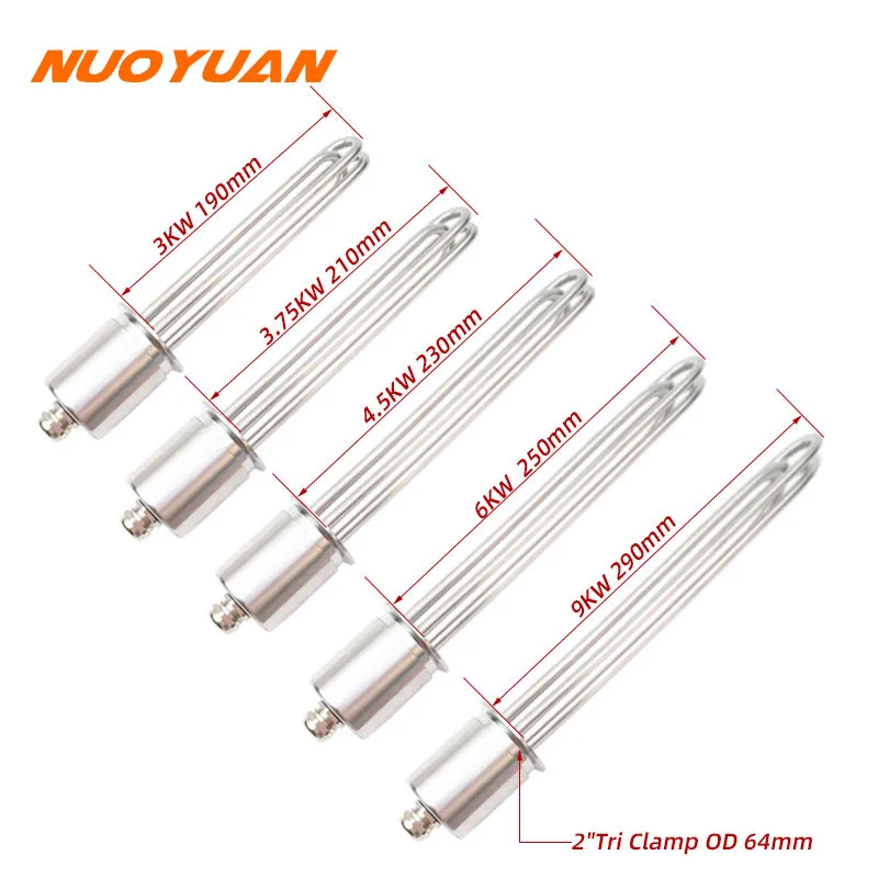 

Погружной нагревательный элемент для электрического бойлера из нержавеющей стали, SUS304, 2 дюйма, Tri Clamp OD64