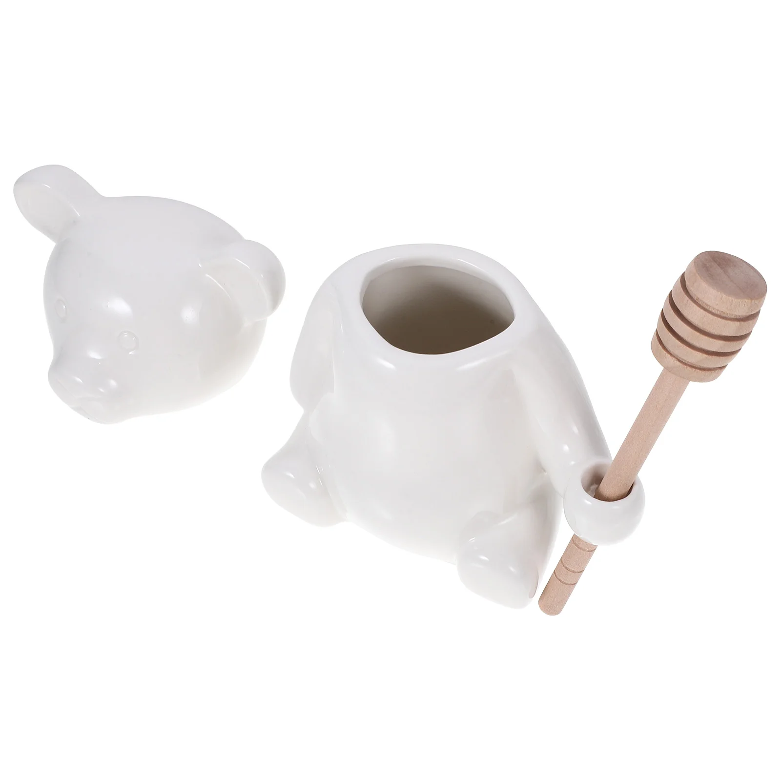 

1 Set Bear Honey Jar Ceramic Honey Storage Pot Decorative Pot with Wooden Dipper