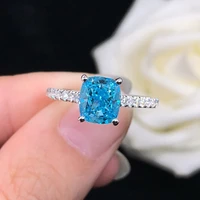 925 silver four claw micro inlaid colored diamond shaped high carbon blue ruby ring refers to shaped ring 925 sterling silver