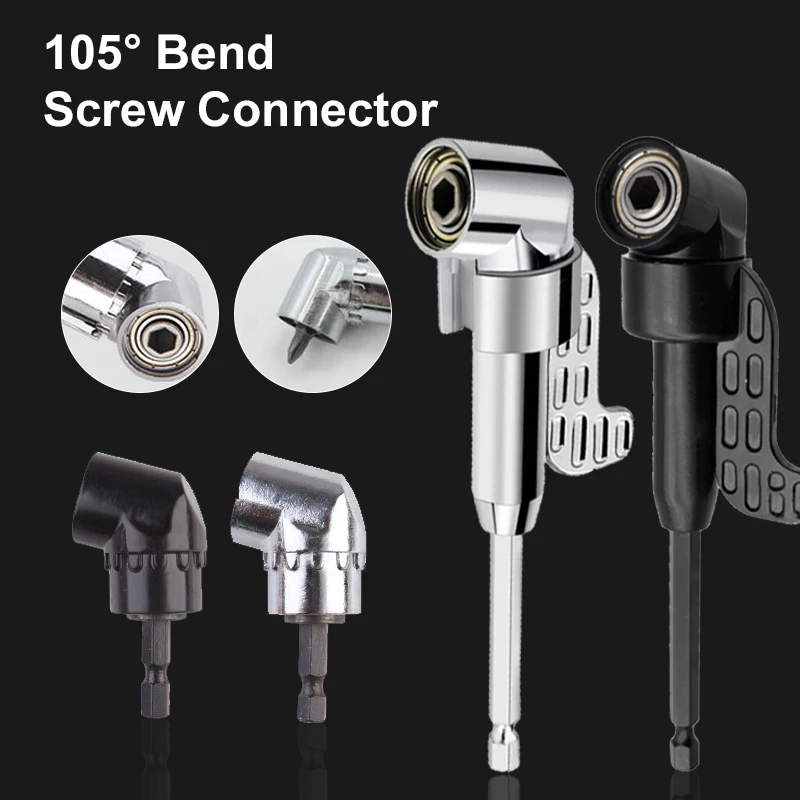 Купи 105 Degree 1/4 Hex Shank Magnetic Bit Angle Extension Screw Driver Angle Driver Screwdriver Power Tool Accessories за 518 рублей в магазине AliExpress