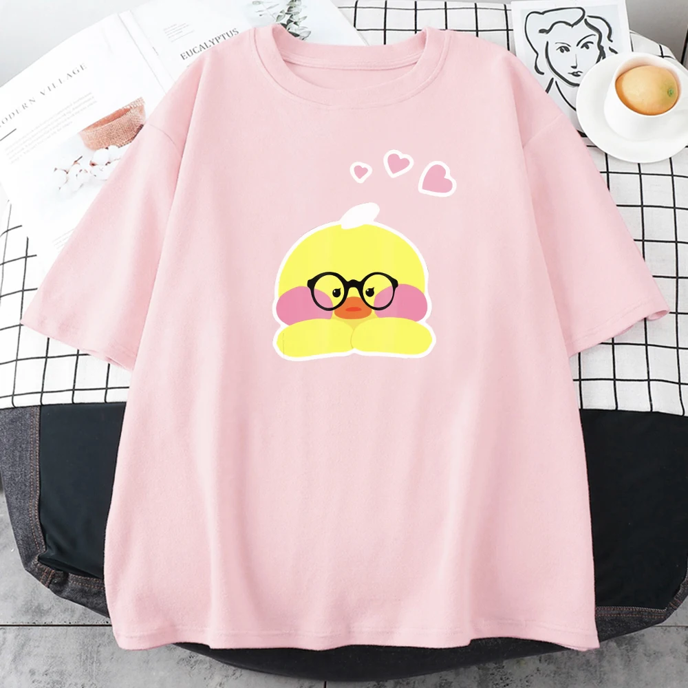 

Kawaii Lalafanfan Duck T-shirt Cartoon Print Cute Short Sleeve Summer 100% Cotton Funny Lala Fanfan Girls Tees O-Neck Streetwear
