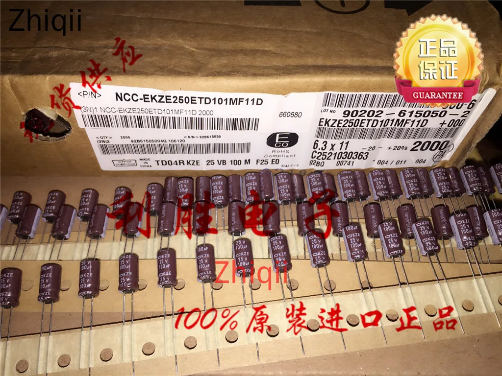 20 шт./50 шт. оригинальный новый конденсатор 100 мкФ 25V NIPPON CHEMI-CON 25V100UF 6*11 KZE высокая