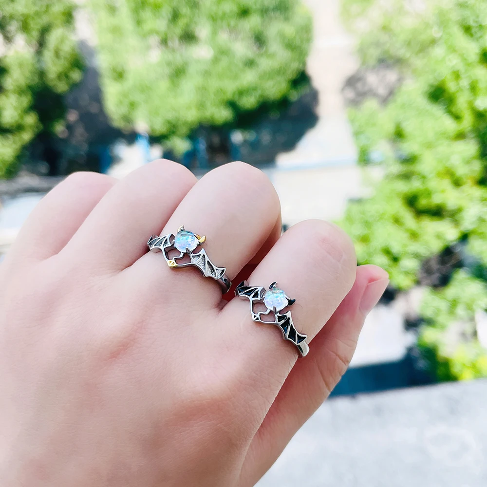 Модные парные кольца с крыльями ангела и демона для женщин Готическая мода