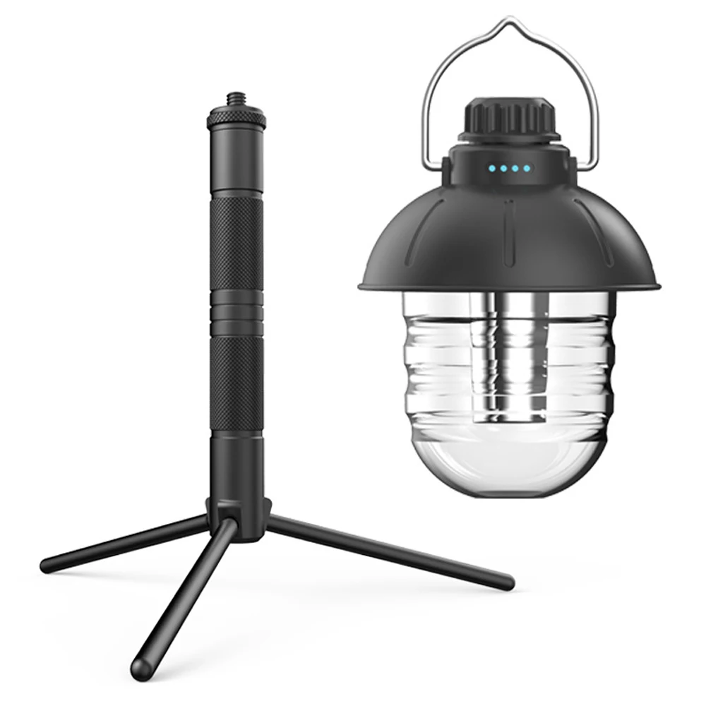 

Outdoor Metal Handle Retro Lantern Set Camping Rechargeable Portable Tent Light Tripod Stepless Dimming Fish Lighting Equipment