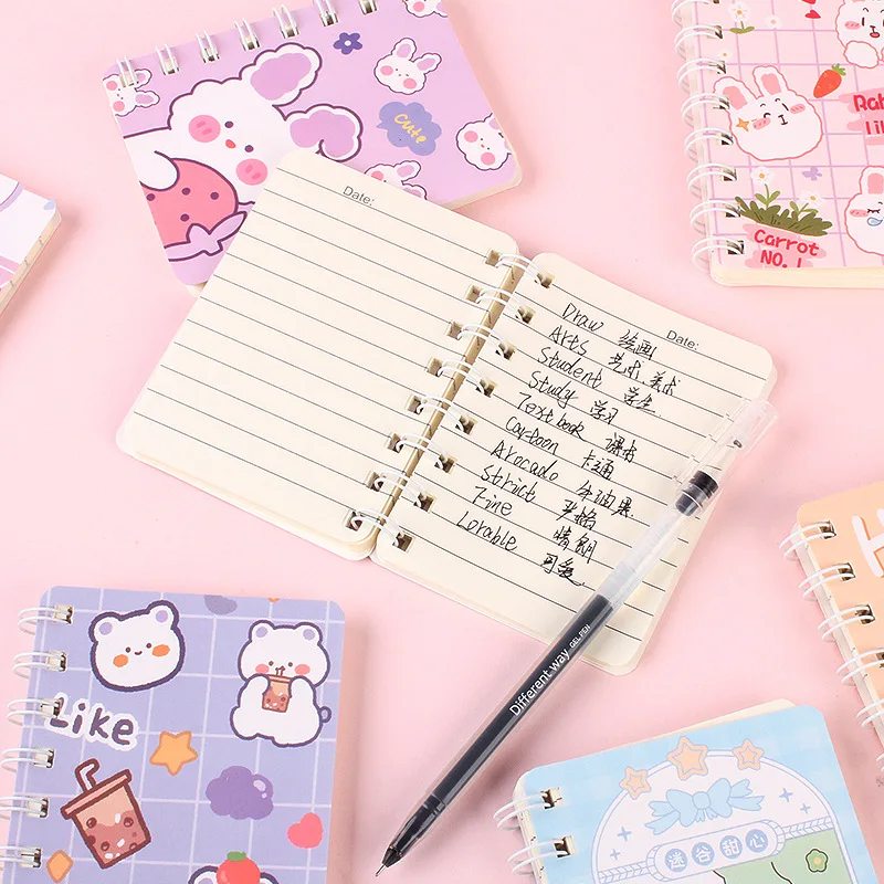 

1pc A7 Kawaii Animal Winding Notebooks Bear Rabbit Mini Portable Pocket Notepad Student Stationery Children Gift School Supplies