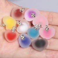 10pcs love heart shape matte colorful bead in bead acrylic small pendant size 19x18mm 10 colors for jewelry making diy earrings