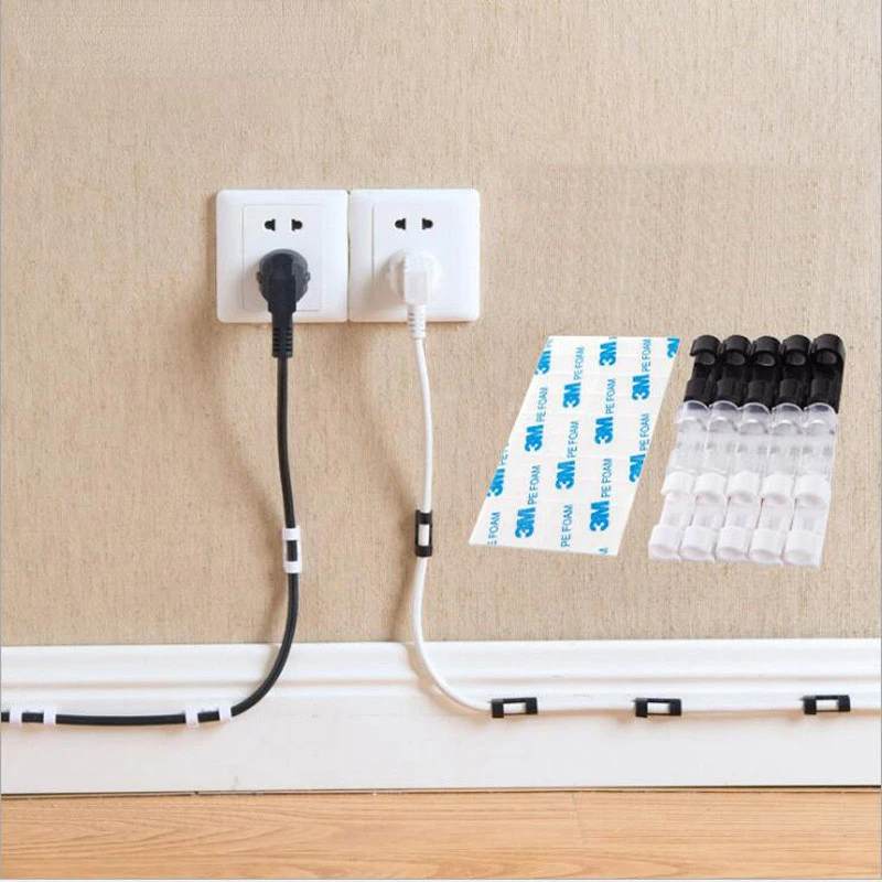 

20PCCable Organizer Clips Cable Management Desktop Workstation ABS Wire Manager Cord Holder USB Charging Data Line Bobbin Winder