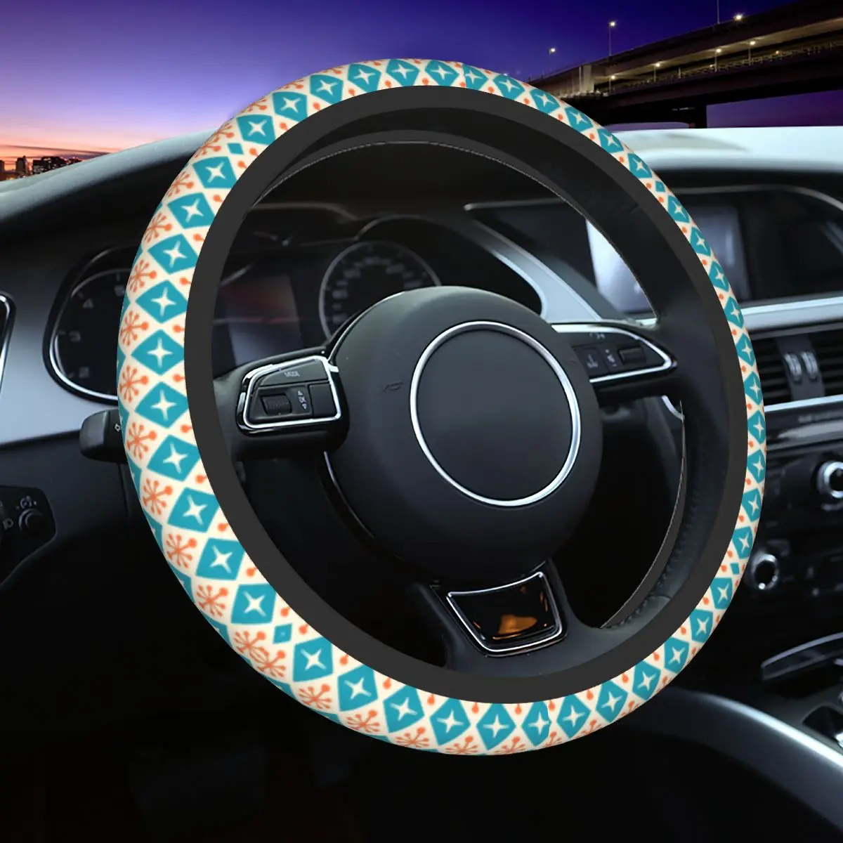 

Geometric Atomic Diamond Bohemian Car Steering Wheel Cover 38cm Anti-slip Boho Suitable Car-styling Steering-Wheel Accessories