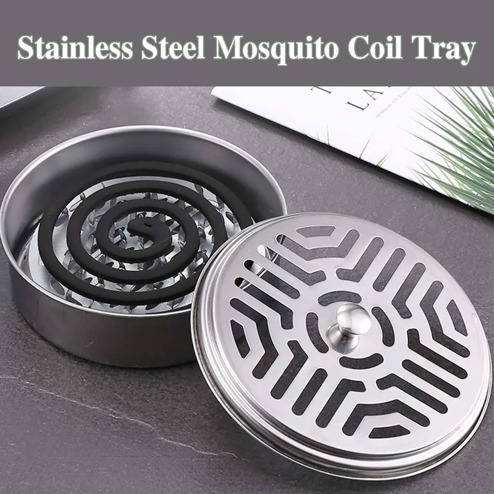

Mosquito Coil Tray Mosquito Coil Box With Cover Mosquito Coil Holder Nail Tooth Mosquito Repellent Ashtray Stainless Steel