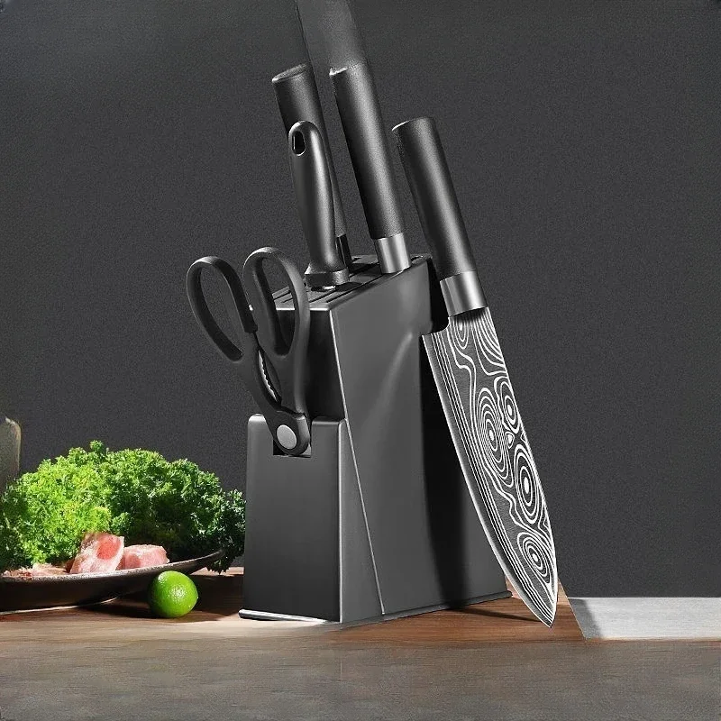 

Professional Chef Knife Set Damascus Laser Pattern Meat Chopping Slicing Vegetable Cutter Cleaver Kitchen Knives Stainless Steel
