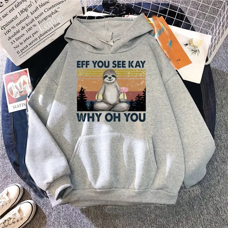 

y2k clothes roupas femininas topsy2k hoodies sweatshirts Eff You See Kay Why Sloth Print Women Long Sleeve Sweatshirt Hoodis Lo