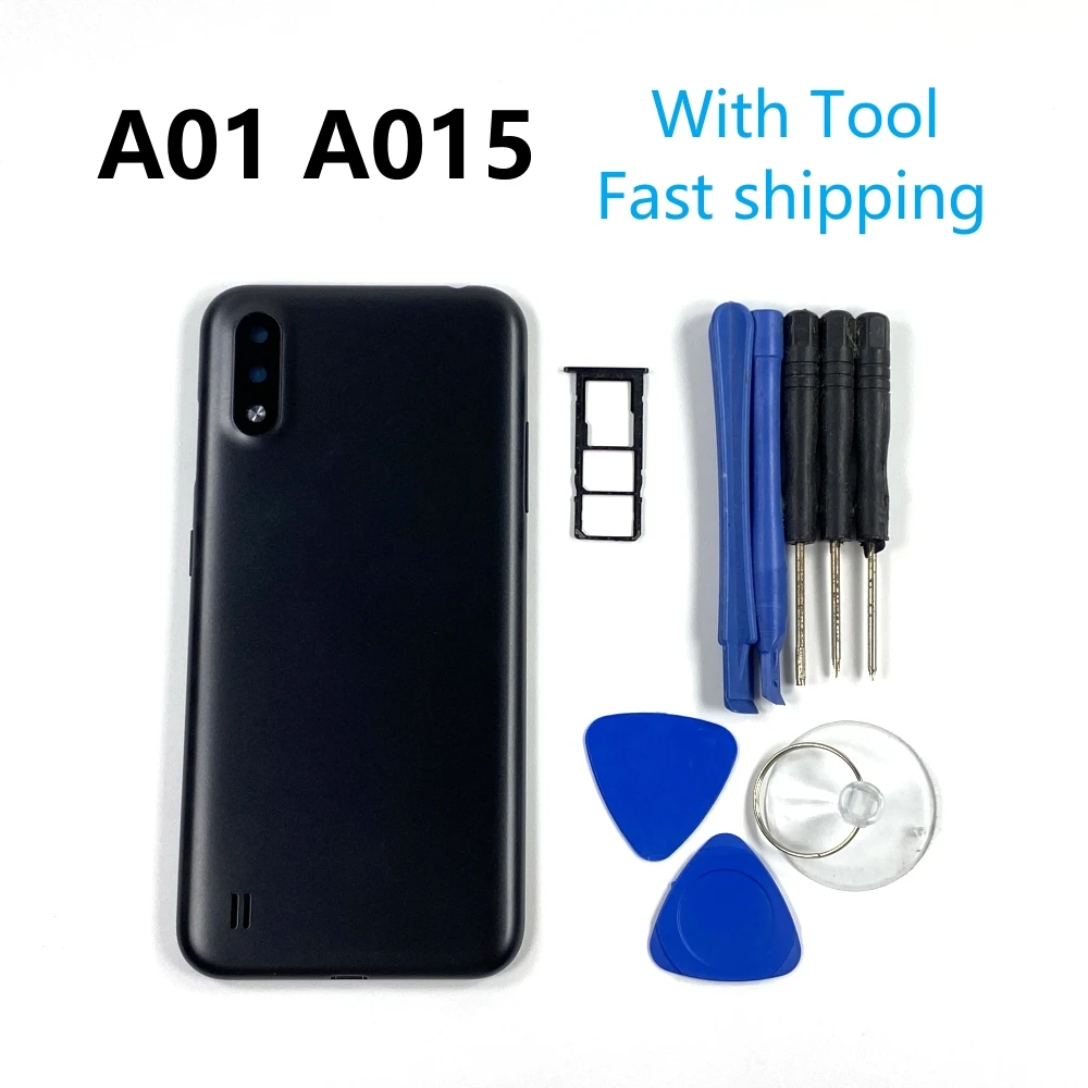 Задняя крышка аккумулятора для Samsung Galaxy A01 A015 A015F, Сменный Чехол  для корпуса, боковые кнопки для задней двери, пластиковая крышка +  Инструменты | AliExpress