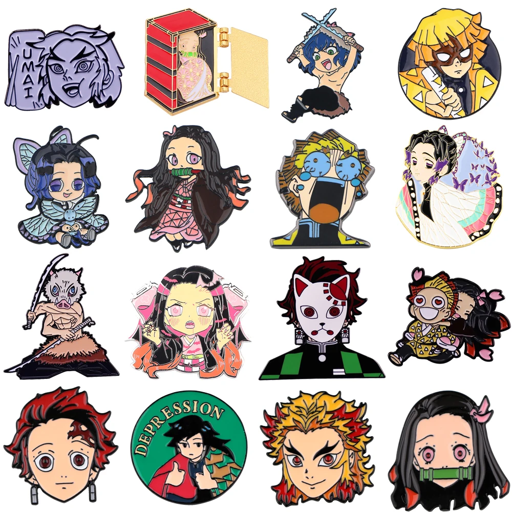 

Demon Slayer Briefcase Badges With Anime Pins Badges on Backpack Manga Accessories for Jewelry Brooch for Clothes Cute Things