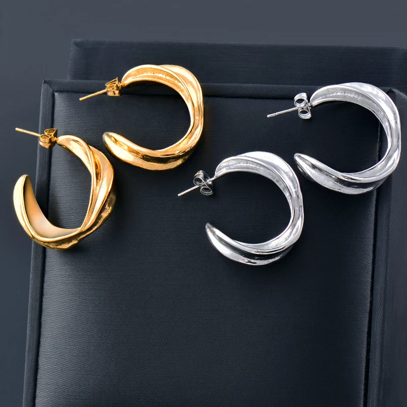 

SINLEERY Fashion Gold Silver Color 316L Stainless Steel Earrings jewelry for women accessories earrings 2022 trend ES340 SSK