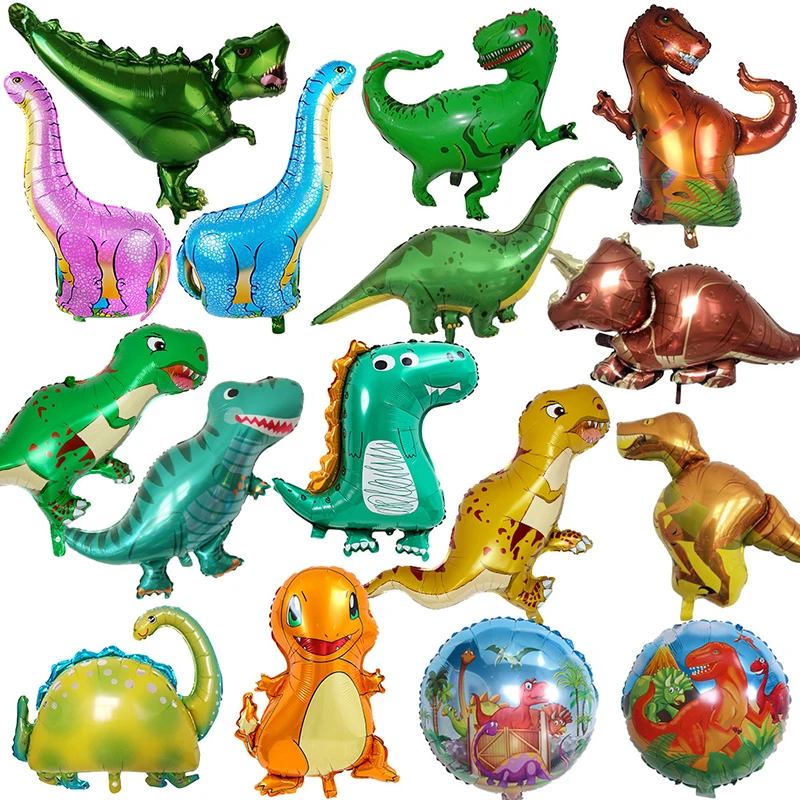 

Мультяшный Юрский тираннозавр, динозавр, фольгированные воздушные шары, детский день рождения, детский праздник, гелиевые шарики, украшения для детского дня рождения
