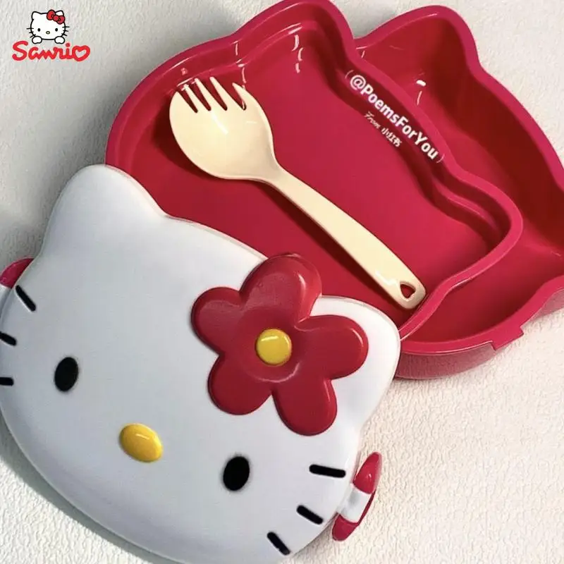 

Оригинальный Ланч-бокс Hello Kitty аниме мультфильм аниме Sanrio пластиковый герметичный фруктовый бокс для студентов фотография бэнто-бокс подар...