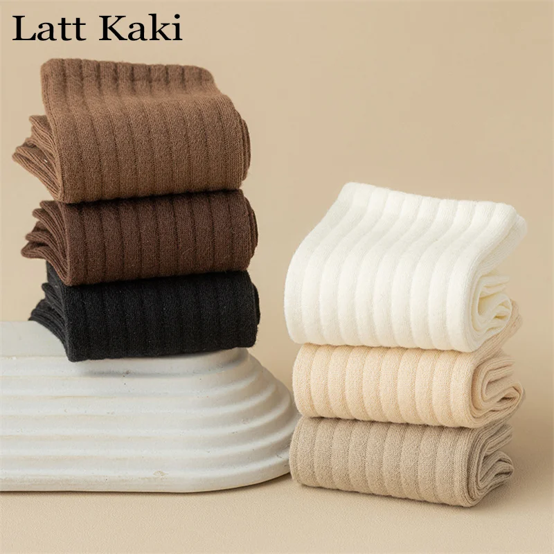 5 Pairs Warm Women's Socks Long High Quality New In Fashion Solid Color Casual Ladies Cotton Socks 5 pcs Breathable Absorb Sweat