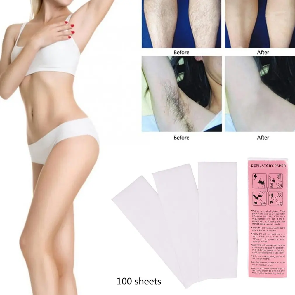 

100pcs Removal Nonwoven Body Cloth Hair Remove Wax Paper Rolls High Quality Hair Removal Epilator Wax Strip Paper Roll