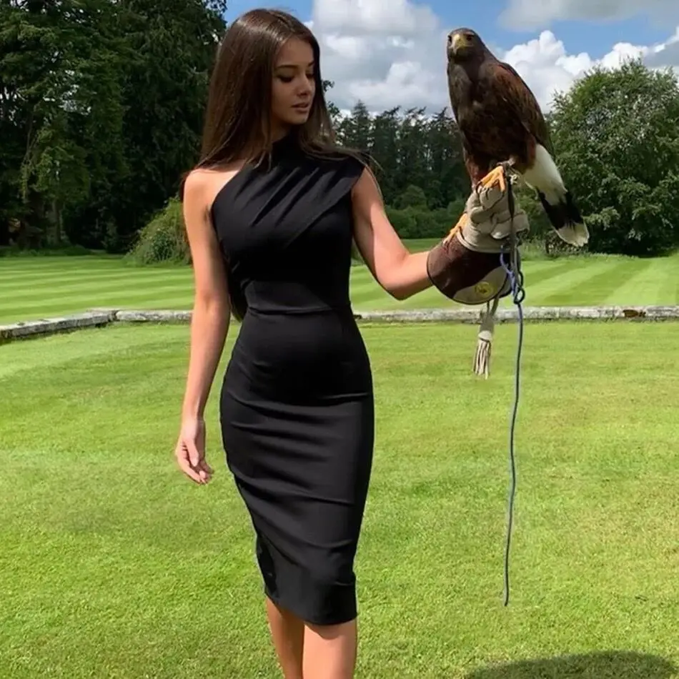 

Женское платье на одно плечо Adyce, черное облегающее платье без рукавов, лето 2020