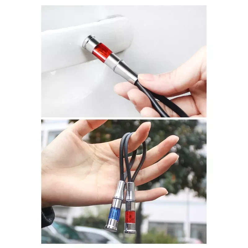 Car Static Eliminator Anti-Static Rod Silver Tone High Voltage Human Body Static Discharger Blue Red Keychain with LED