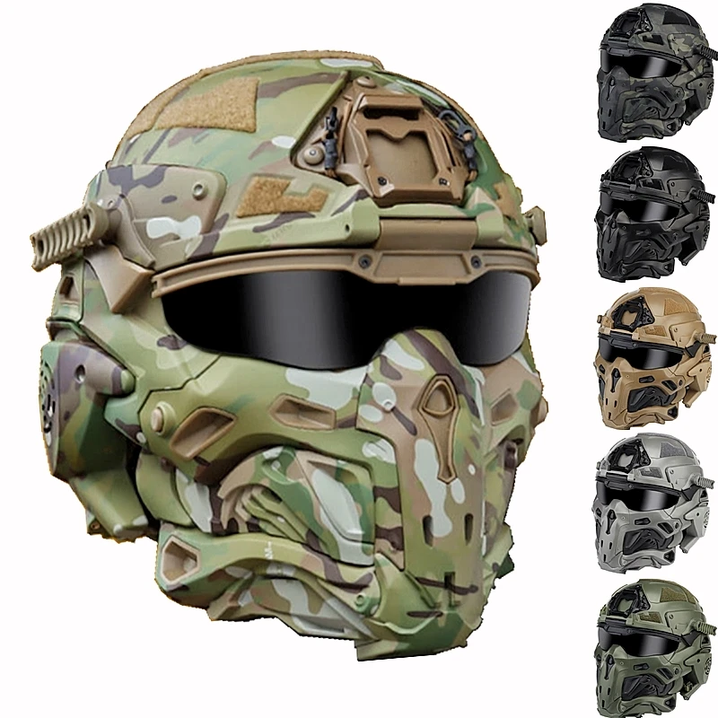 W-Ronin Assault Tactical Mask with Fast Helmet and Tactical Goggles Airsoft Hunting Motorcycle Paintball Cosplay Protect Gear