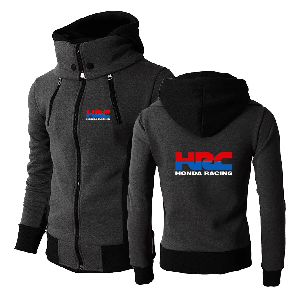 

2023 Moto For HRC Repsol Racing Men Solid Color Hoodie Double Zipper Design Pullover Hooded Sweatshirt Long Sleeve Sport Sweater