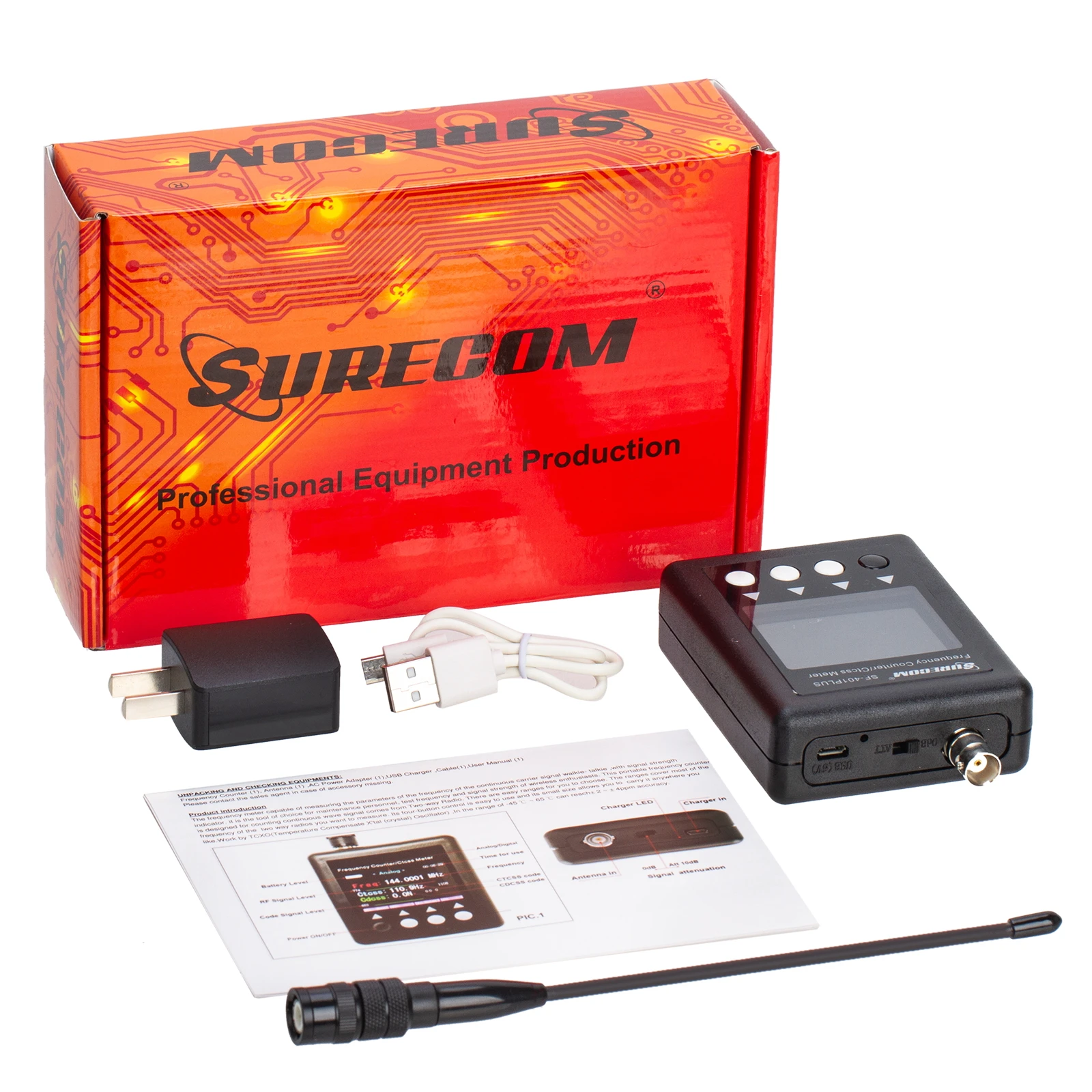 

Портативный счетчик частоты SURECOM SF401PLUS 27 МГц-3 ГГц с декодером CTCSS/DCS DMR