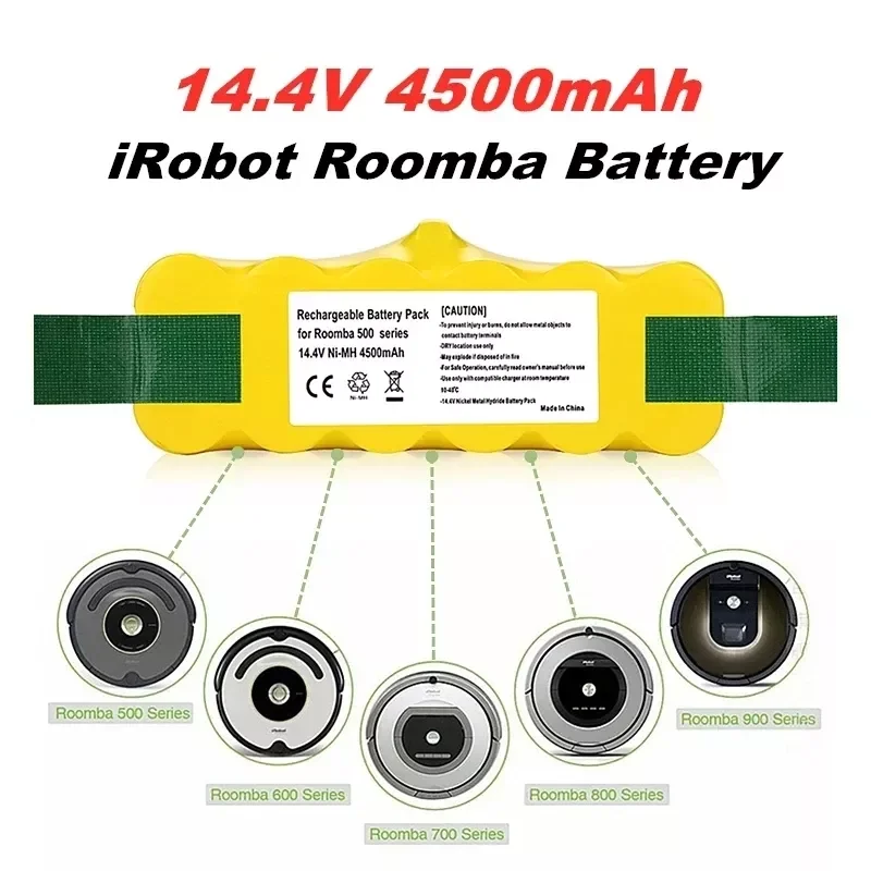 

100% подметальная машина 18650 Li-Ion 14,4 В 9500 мАч для пылесоса Lrobot Roomba 500 530 570 580 600 630 650 700 перезаряжаемая батарея