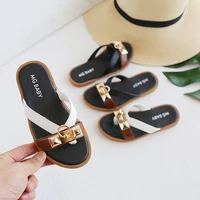 2022 summer newest child casual kids slippers flat sandals drag feet soft non slip solid color beach slippers for girl outside