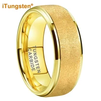 itungsten 6mm 8mm sandblasted gold tungsten ring for men women engagement wedding band fashion jewelry stepped edges comfort fit