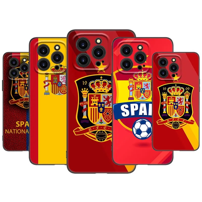 Spain National Flags Phone Case For Apple iPhone 12 13 Mini 11 Pro XS Max XR X 6 6S 7 8 Plus SE 2020 5 5S Soft TPU Black Cover