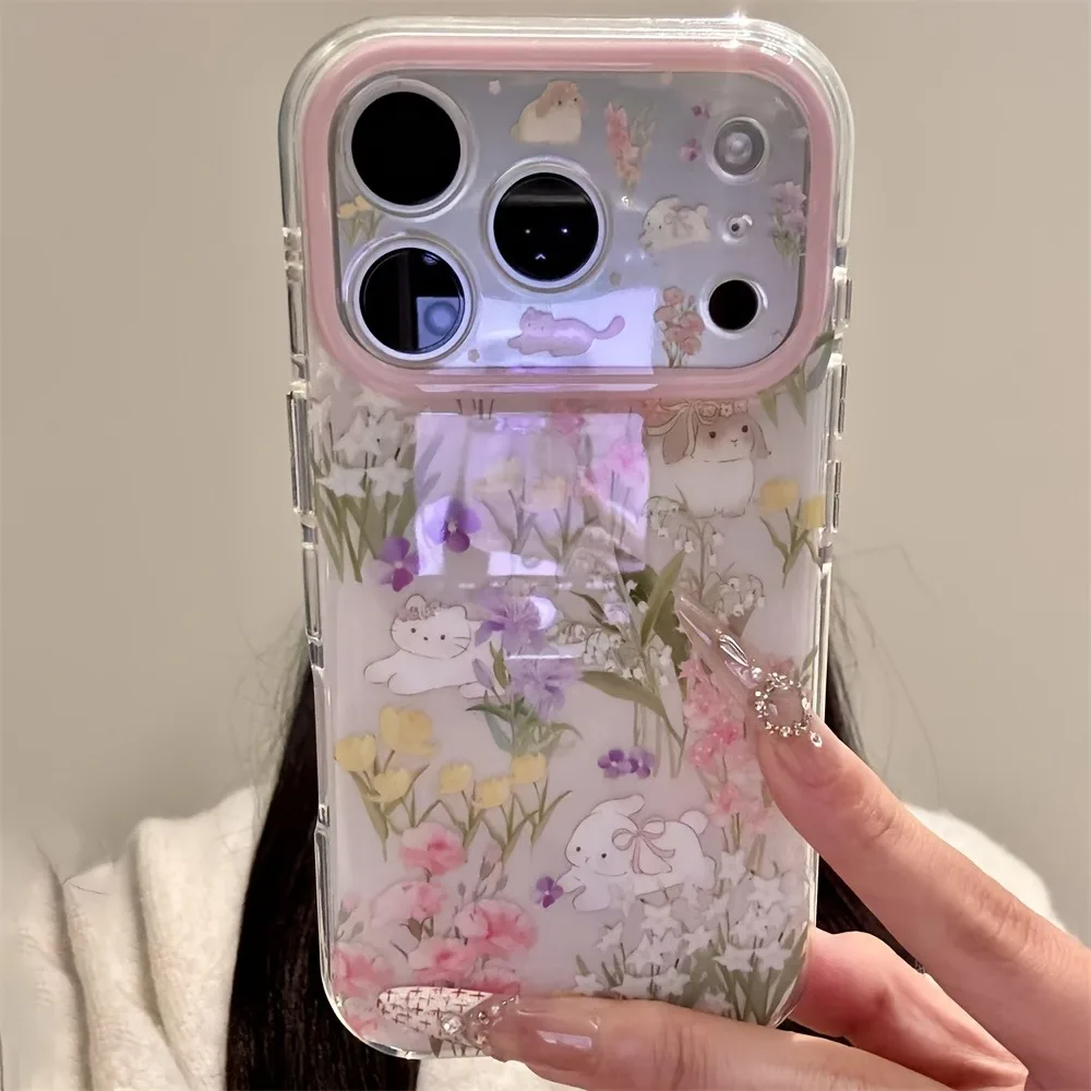Фото Милый чехол для телефона с цветочным узором и защитой от ударов для iPhone 17 Pro Max 16 15 Pro 14 13 12 11 Pro Max, стильная противоударная задняя крышка №1