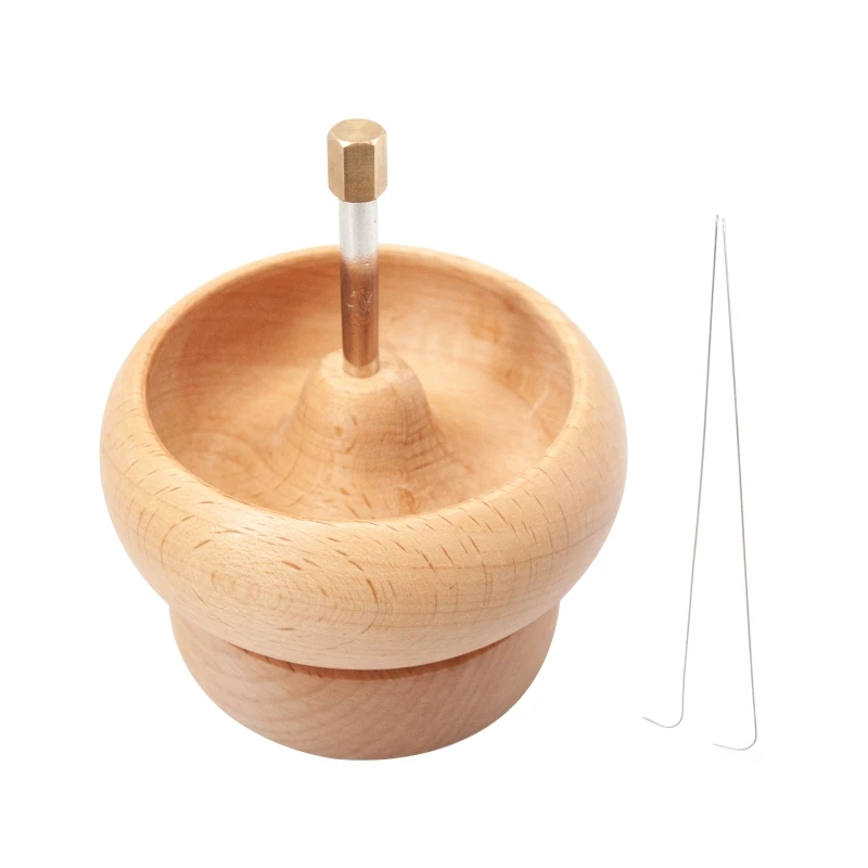 

Wooden Bead Spinner with 2 Curved Needles Spinning Beading Bowl DIY Bracelets Jewelry Making Tools Stringing Bead Loader