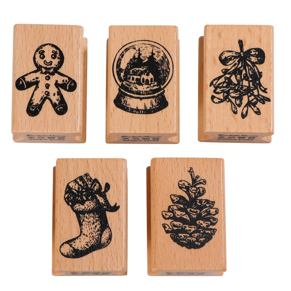 

5pcs Christmas Holiday Rubber Stamp Christmas Ink Stamps Christmas Postcard Stamps Reindeer Stamp Diary Cards Stamps