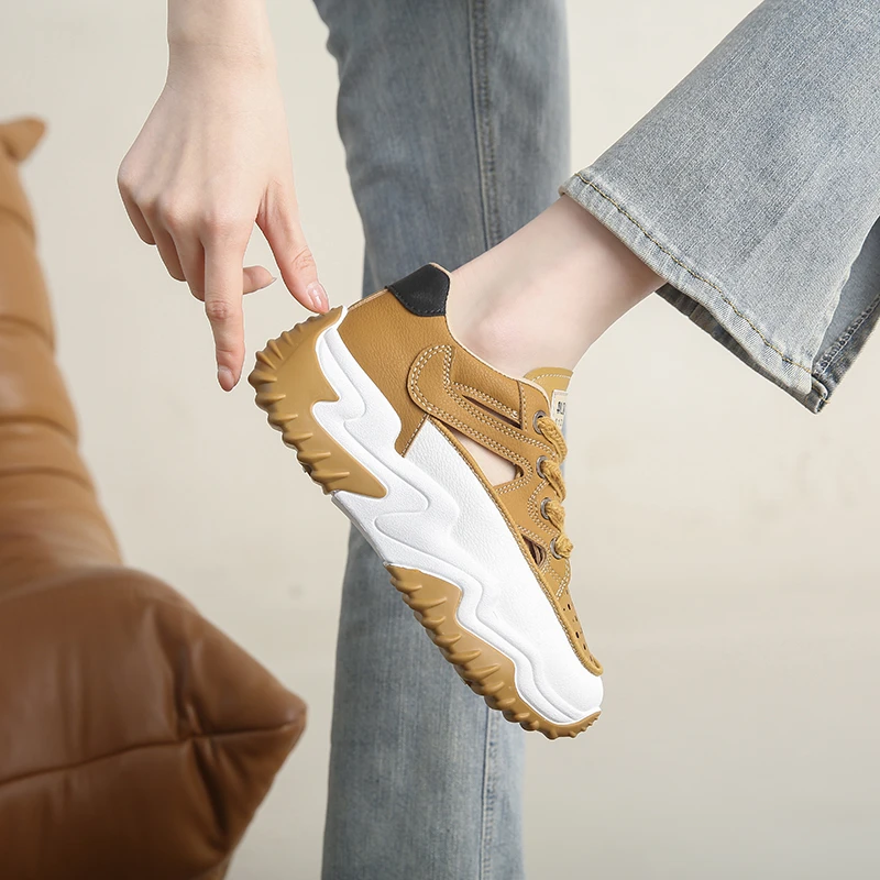 Women Shoes 2023 Summer New Fashion Versatile Thick Soled Hollowed Out Casual Shoes