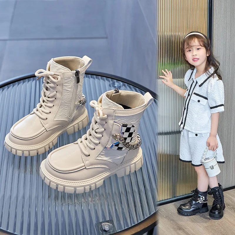 

New Spring Autumn Children Single Boots Ankle Breathable Boys Girls Casual Martin Leather Boots Kids Shoes Baby 02C