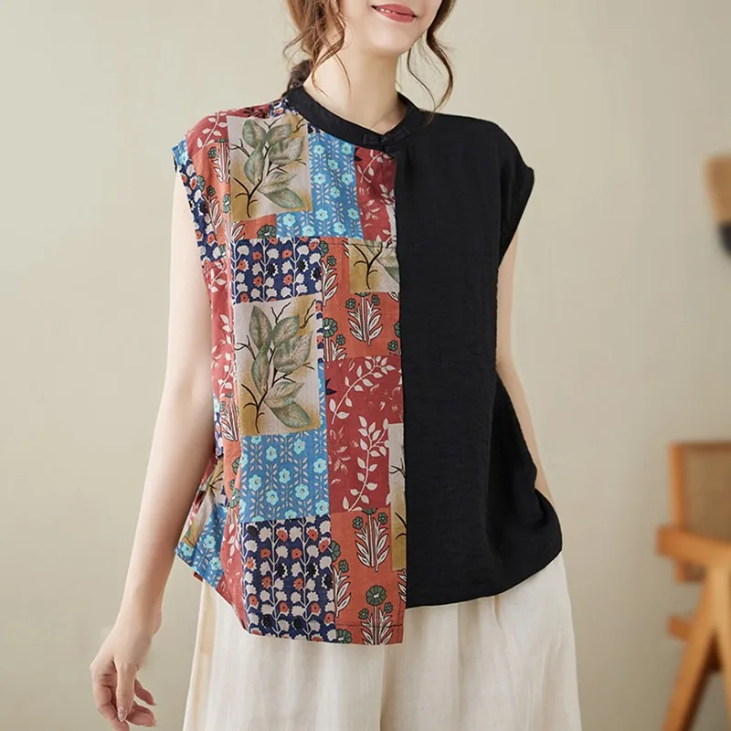 Женские летние футболки без рукавов новое поступление 2024 Винтажный стиль