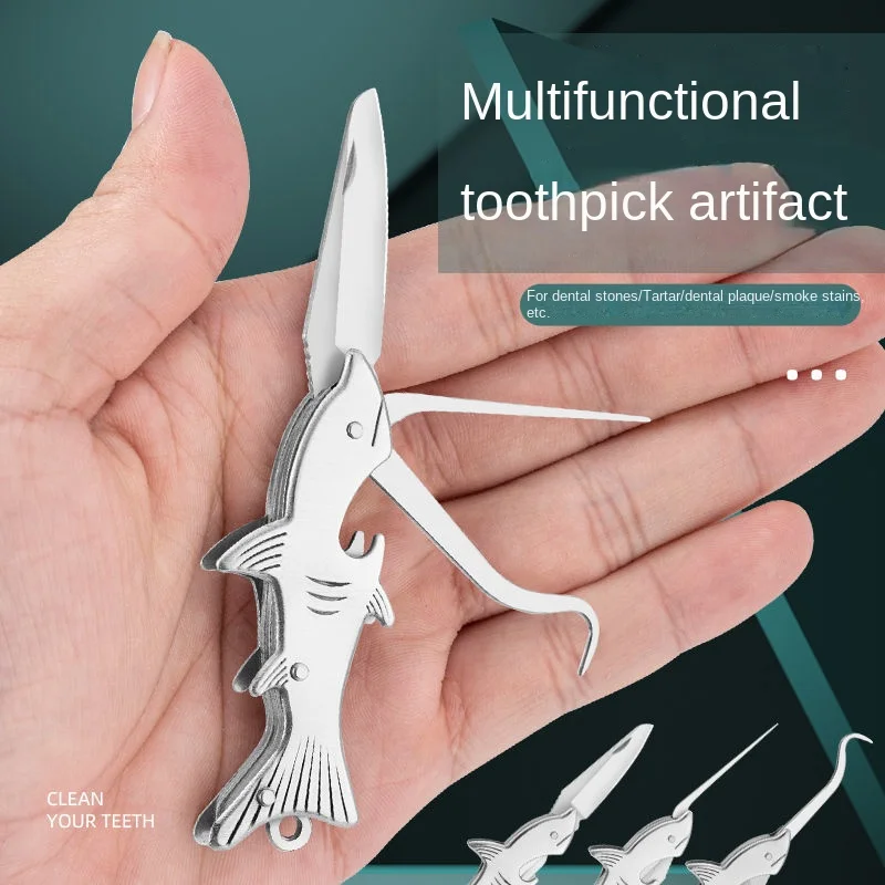 

34 stainless steel toothpick folding knife household carry-on tooth picking artifact advanced toothpick bottle opener