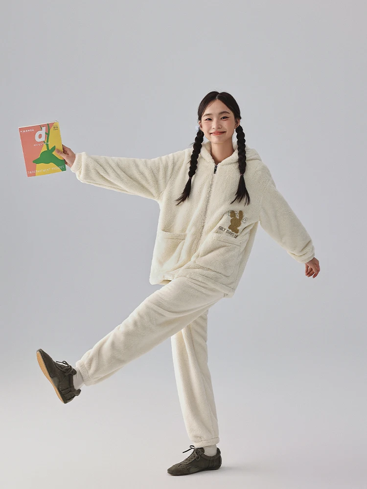 Kiss Cat [мягкий бархат] осенне-зимняя милая пижама с кроликом женский комплект