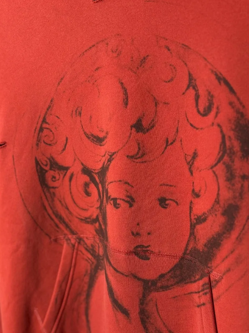 2024ss потертые красные толстовки Saint Michael для мужчин и женщин 1:1 лучшее качество