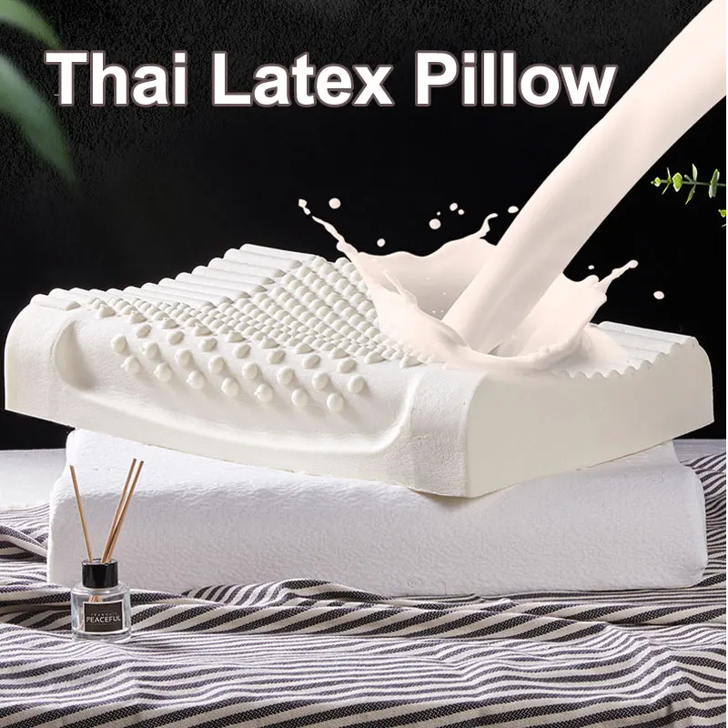 

Thailand Natural Latex Pillow Soft Rebound Neck Massage Wave Pillow Breathable Orthopedic for Home Latex Pillow Bed Pillow
