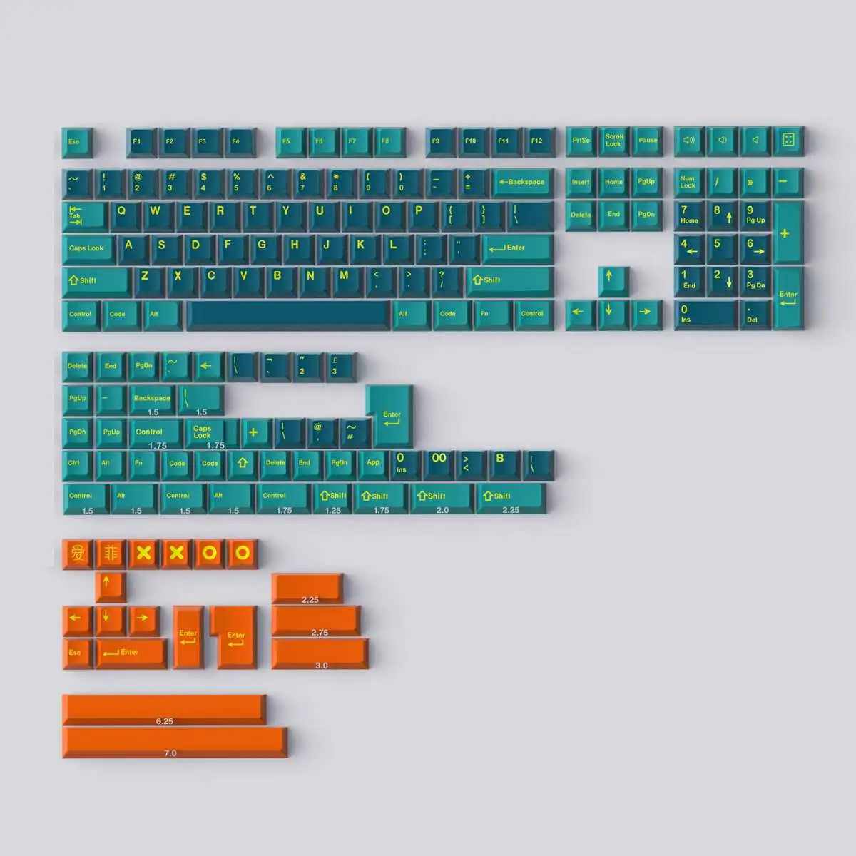 

173 Keys Ocean ABS Keycap Set Cherry Profile Two Color Molding Custom Keycaps Mechanical Keyboards for 61/64/68/71/96 Keyboard