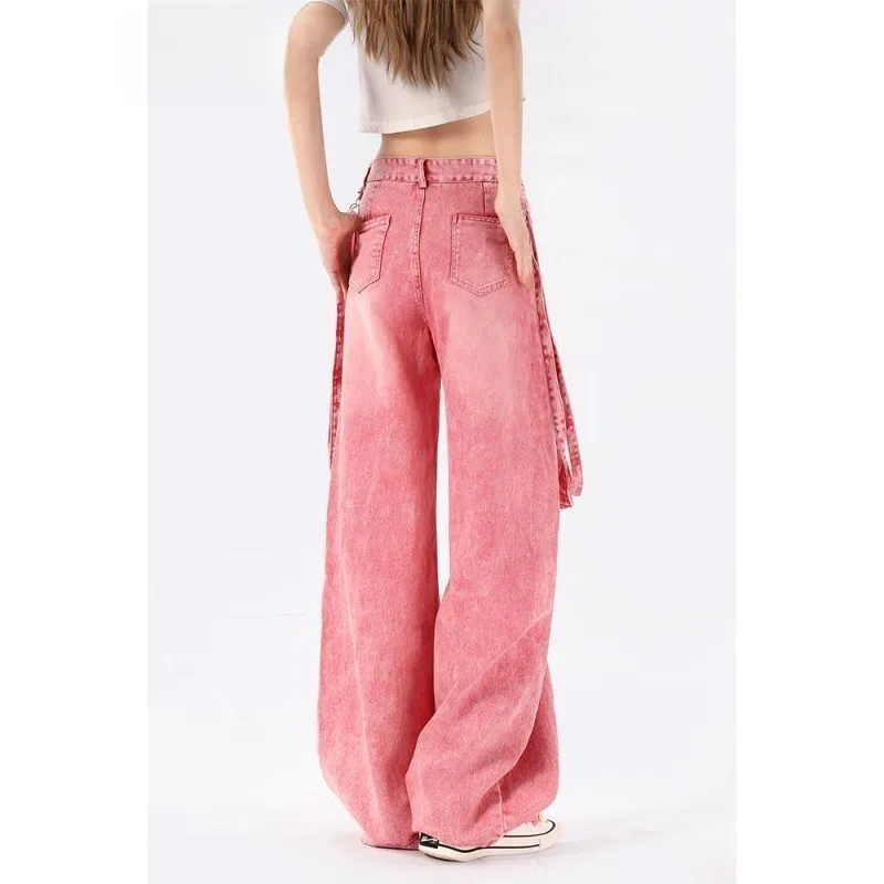 Джинсы-карго женские в стиле Харадзюку винтажные прямые штаны из денима с