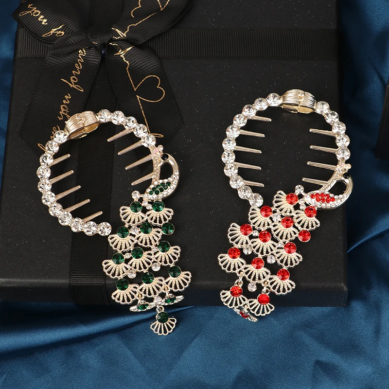 

Rhinestone Hair Claw Clips Flower Horsetail Buckle Bun Ponytail Holder Hair Clip Women Female Hair Accessories