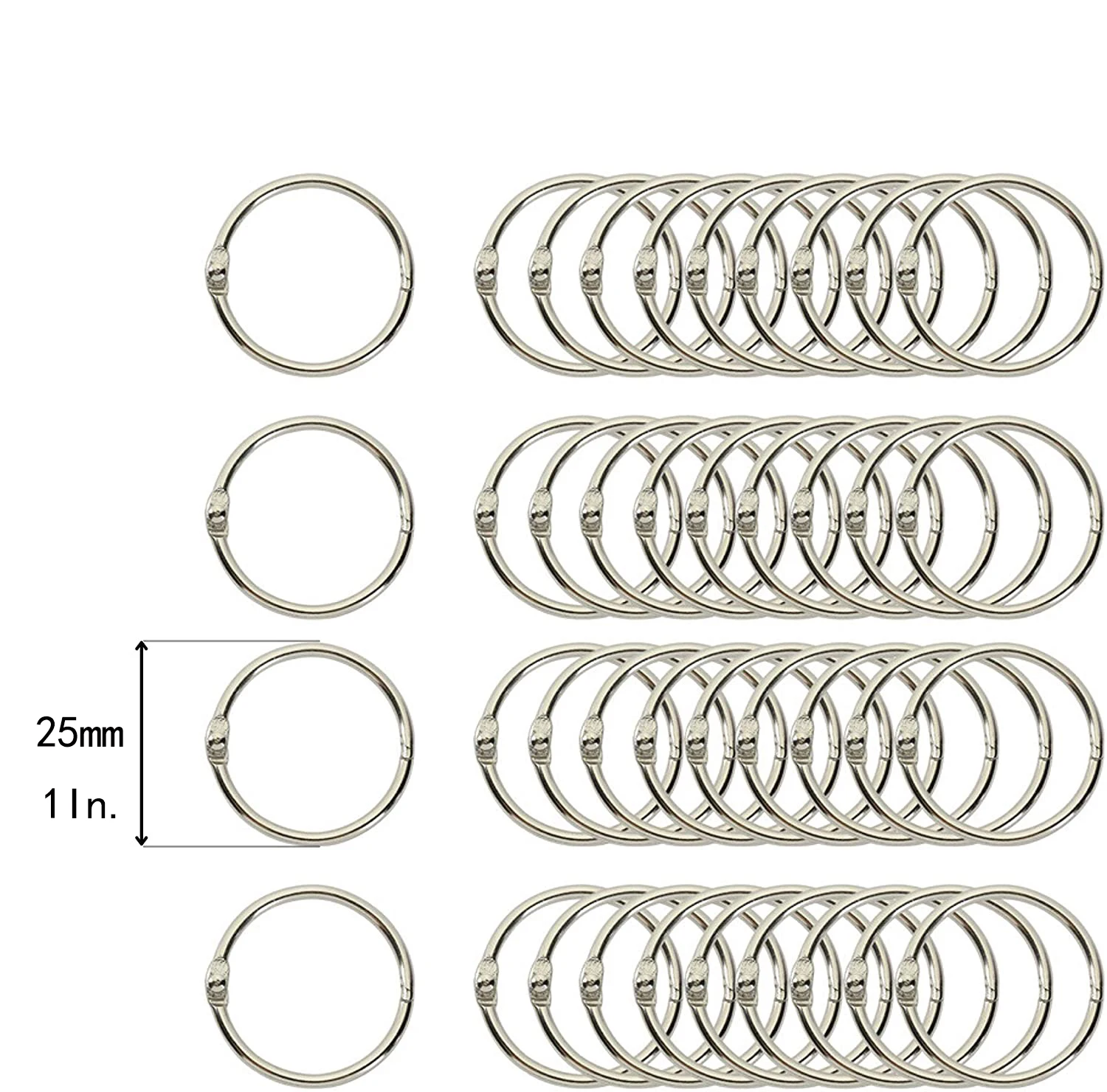 40 Pack Loose Leaf Binder Ring  1 Inch Metal Rings for Index Cards Flash Card