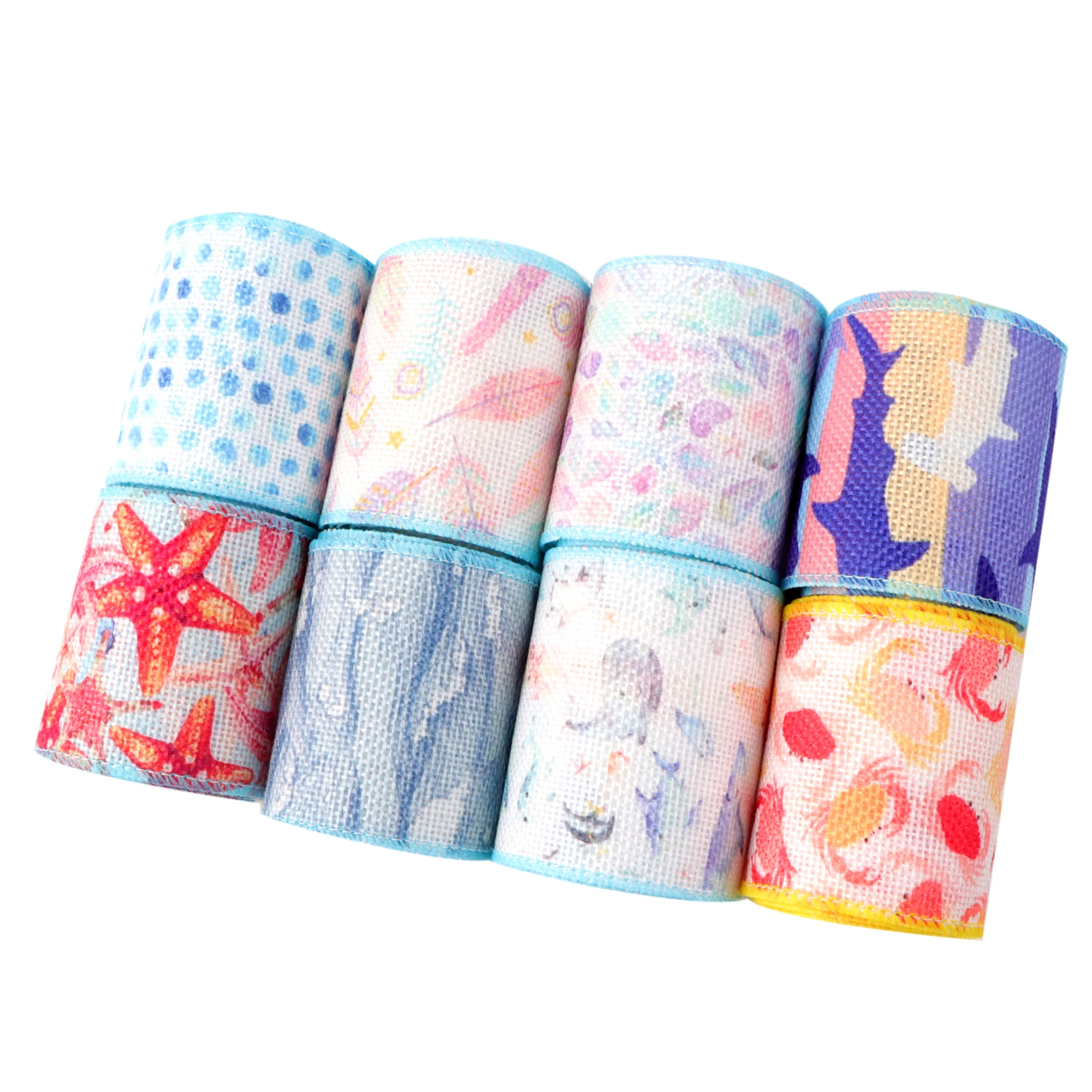 5 ярдов 63 мм морская тематическая Проводная лента с краями из мешковины принтом