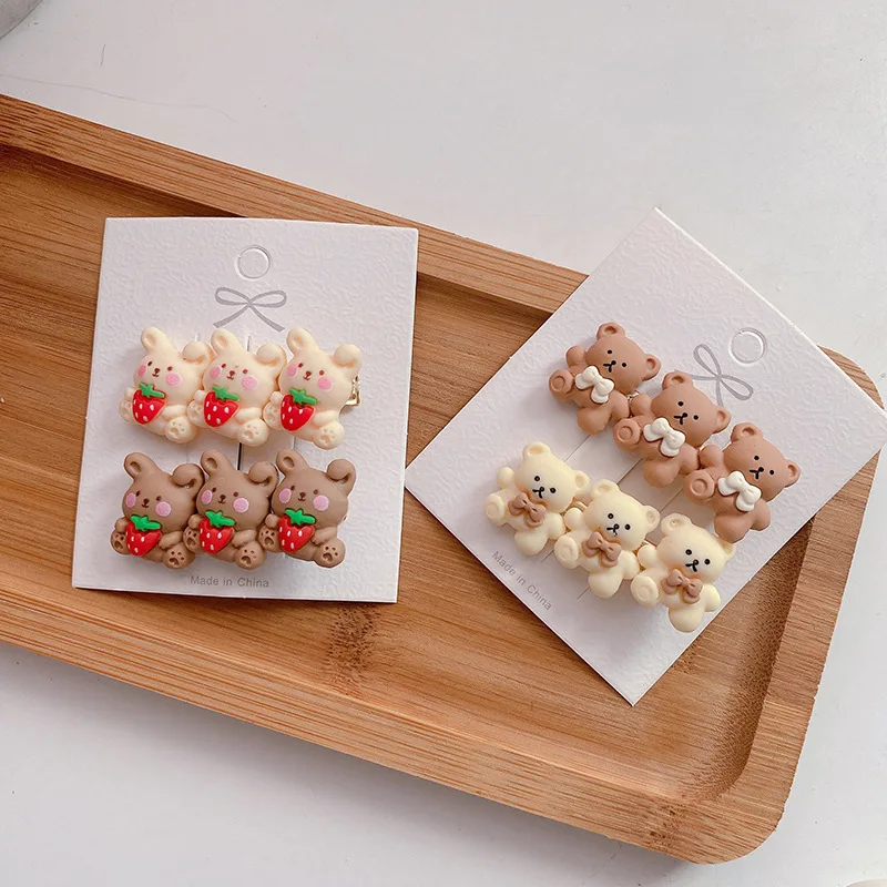 

2pcs New Koren Children Hair Clips Girls Bear Cute Hairpins Heart Star Hairband For Women Baby Hair Accessories Fashion